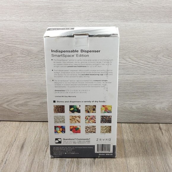 Zevro SmartSpace Wall Mount Single Dry-Food Canister Dispenser Kitchen Container - Picture 6 of 10